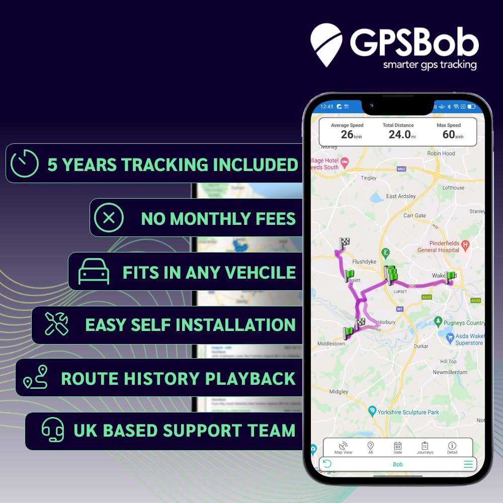 5 Year 4G 12/24v Wired GPS Tracker, All Inclusive, No Monthly Fees, No Subscriptions, One Off Fee, 5 Years Service Included, Car, Van, Truck, Caravan, RV, Plug and Play