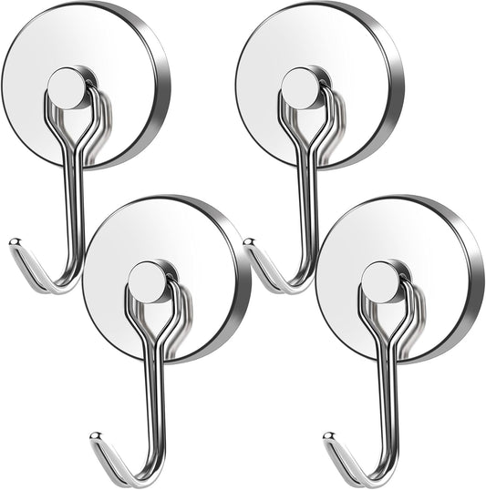 MIKEDE Magnetic Hooks Heavy Duty, 110LB Swivel Swing Strong Magnetic Hooks Cruise,Neodymium Hook Magnets for Home, Kitchen, Workplace, Metal Door, Office and Garage - Pack of 4