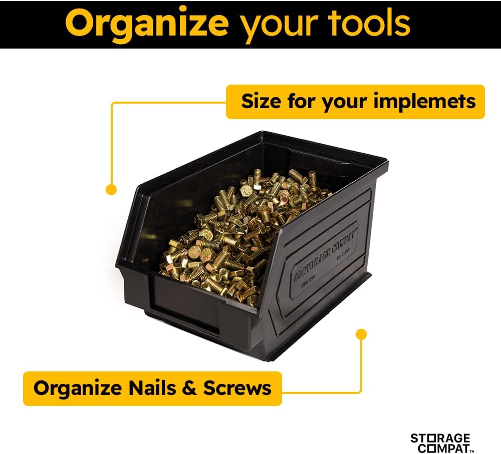 Plastic Storage Bins, Hanging, Stackable, Storage Organizer Bin for Warehouses, Workshops 9-Inch x 5-Inch x 5-Inch, Yellow, 12-Pack