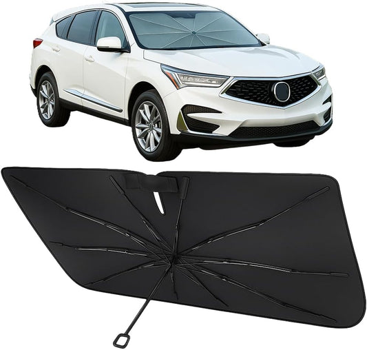 Proadsy Windshield Sun Shade Umbrella for Acura RDX 2019-2025 2026 Foldable Car Umbrella Sunshade with Soft TPU Handle Spring Structure Crystal Cooling Material Protect Car from Rays & Heat
