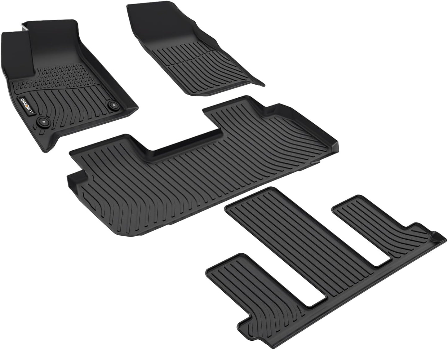 GINOWY-Floor Mats for Buick Enclave 2018-2024, TPE All Weather Mats Enclave with 2nd Row Bucket Seats, Non-Slip Waterproof Winter Enclave Floor Liners Accessories, Black