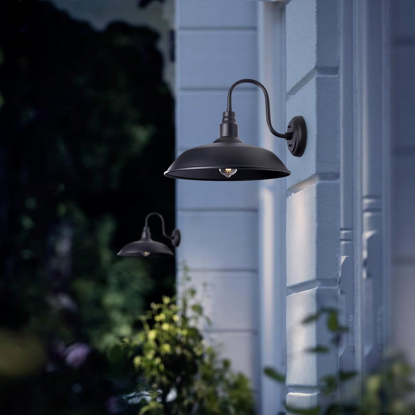 16 Inch Dome Barn Light for Porch, Large Gooseneck Outdoor Light Fixture for Farmhouse, Barn Style Exterior Patio Wall Lights for Garage, Black Outside Wall Sconce for Front Door, House