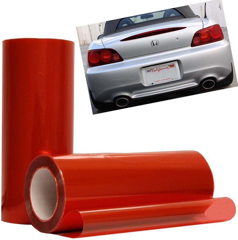 12 by 48 Inches Self Adhesive Headlight, Tail Lights, Fog Lights Tint Vinyl Film (12 X 48, Red)
