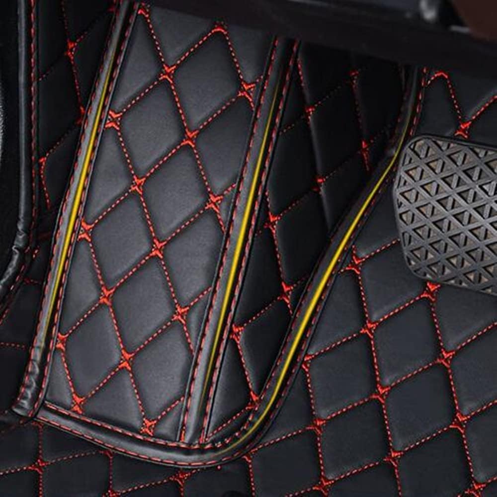 Custom All-Weather Protection Luxury Leather Floor Mats for Cars SUVs Trucks According Anti-Slip Leather Floor mats ﻿ (21,Yellow and Black White)