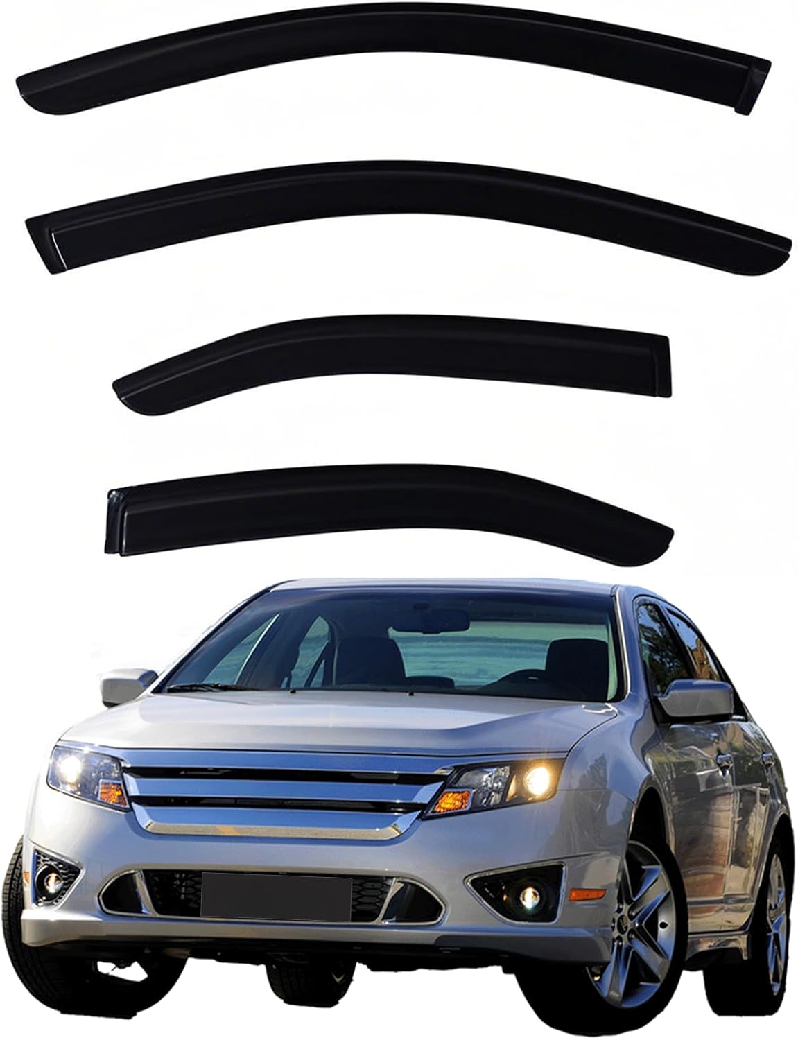 Window Visors Rain Guards fits 2006-2012 Ford Fusion, Out-Channel Window Wind Deflectors Vent Shades Accessories for 2007-2012 Lincoln MKZ, 2006-2010 Mercury Milan, 2006 Lincoln Zephyr, 4 Pcs