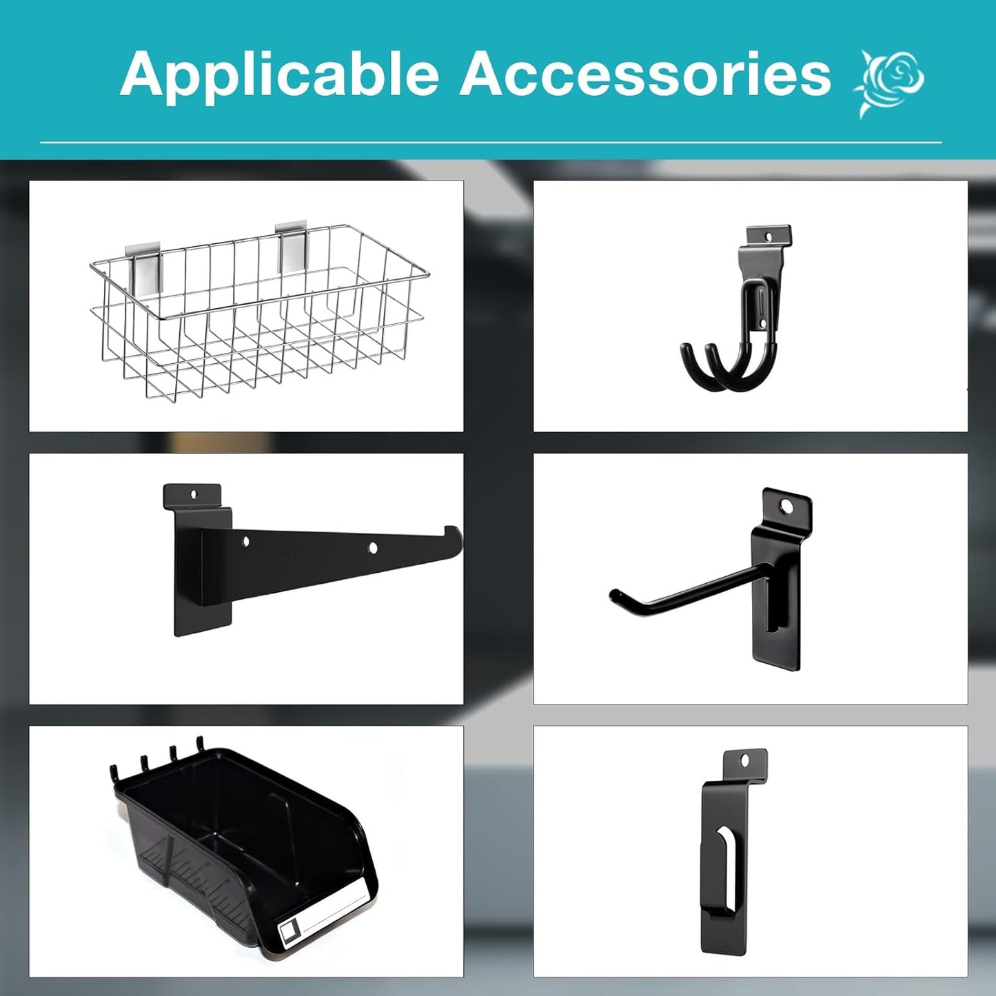 NeatiEase Slatwall Panel Wall Storage Systems, 4 x 4ft Slat Wall Paneling Garage Wall Organizer, Heavy Duty Wall Mounted PVC Wall Rack (Black)