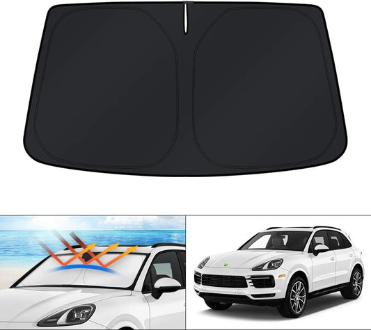 KUST Custom Fit Windshield Sun Shade for 2019-2025 Porsche Cayenne Accessories Sunshade Foldable Window Sun Visor Protector Blocks UV Rays Keep Your Car Cooler