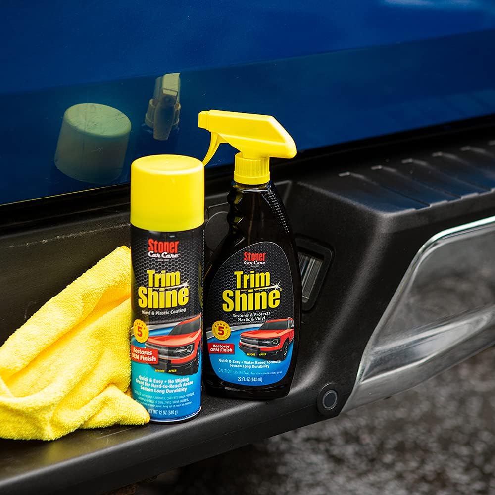 Stoner Car Care 91034-4PK Trim Shine – Vinyl and Plastic Protectant Coating for Interior & Exterior Car Detailing – Restores OEM Color, Adds Shine, UV & Water Protection – 12 Oz, Pack of 4