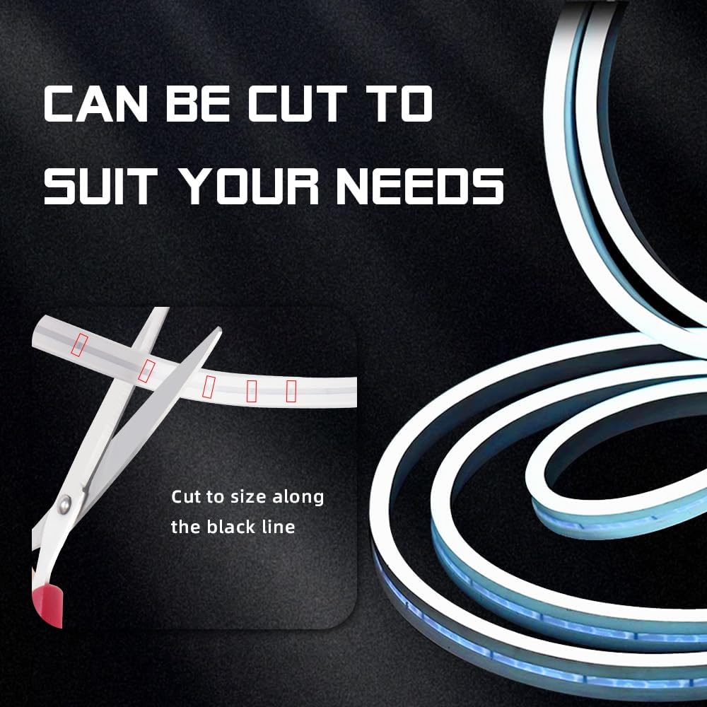 Car LED Strip Light For Trunk, 158Inch IP67 Silicone Waterproof Neon Light Strip Embedded, Flexible Cutting Universal Auto Interior Lights(Ice Blue)