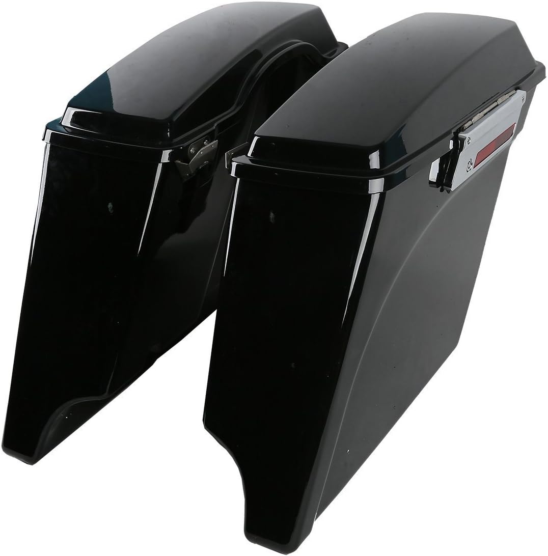 XFMT 5" Vivid Black Stretched Extended Hard Saddlebags Compatible with Harley FLH FLT