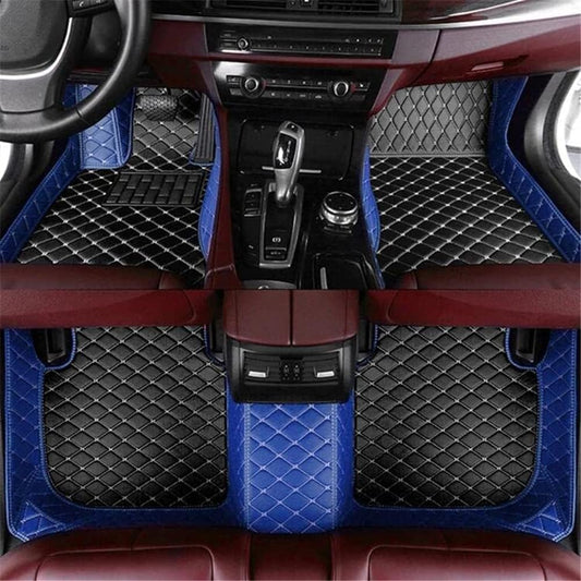 Custom Car Floor Mat Compatible with BMW Mercedes-Benz Toyota Cadillac Lexus Honda Infiniti Nissan Hyundai Kia Audi All Models Cars Sedans SUVs Automotive Mats (Edge Blue Middle Black Beige)