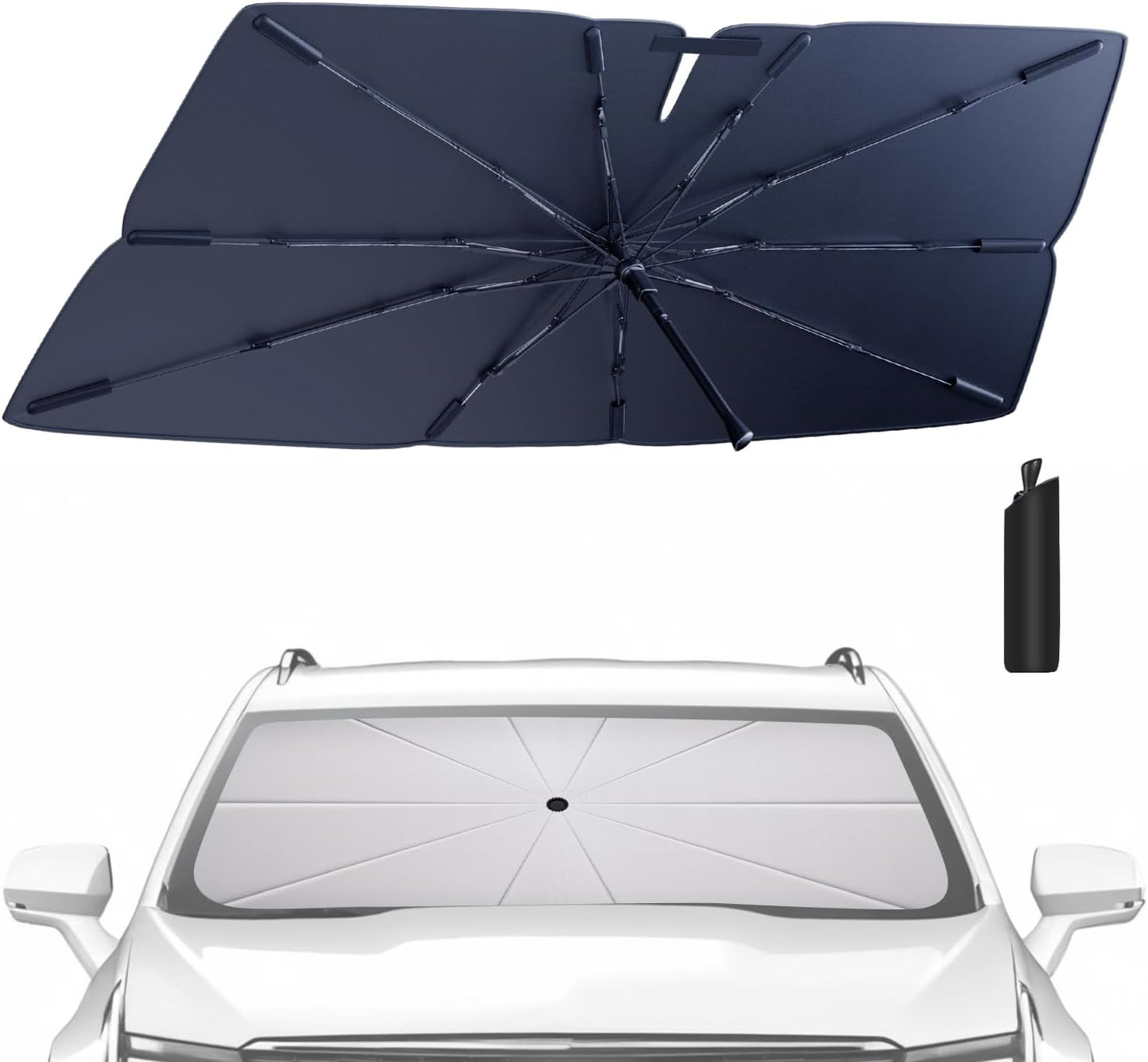 Windshield Sun Shade Umbrella for 2019-2025 Cadillac XT4 Accessories: Custom Fit 210T Silver, Foldable Sunshade Front Window Sun Visor, Blocks UV Rays, Keeps Car Cool for Luxury, Premium Luxury, Sport