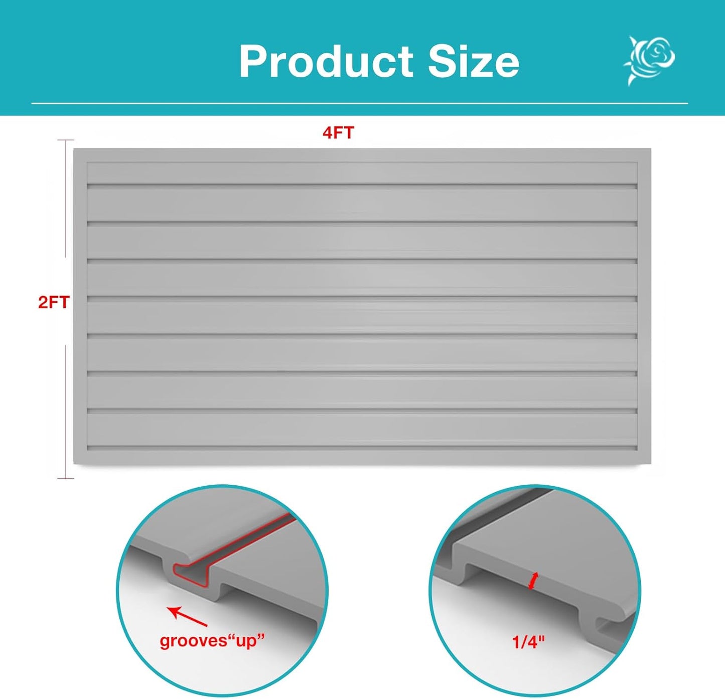 NeatiEase 2 x 4ft Slatwall Panel Wall Storage Systems, Slat Wall Paneling Garage Wall Organizer, Heavy Duty Wall Mounted PVC Wall Rack (Gray)