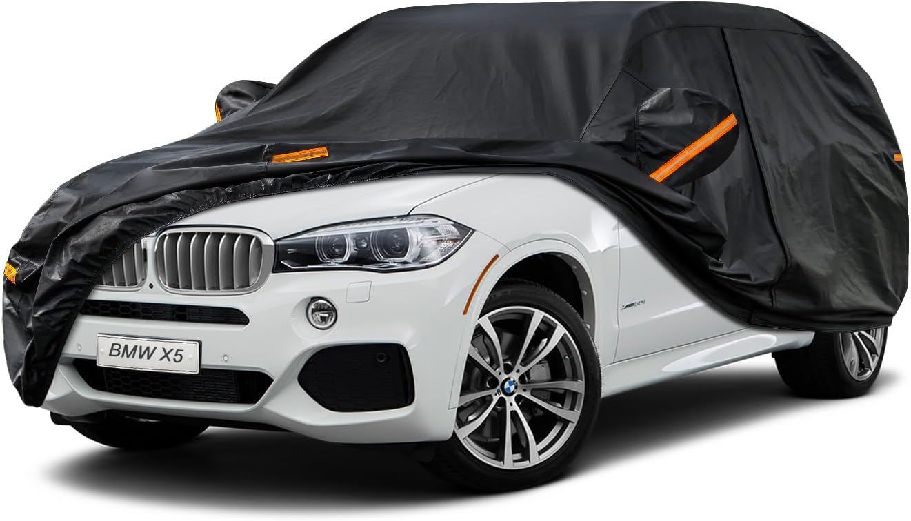 Kayme 7 Layers SUV Car Cover Custom Fit for BMW X5 (2007-2025) Waterproof All Weather for Automobiles, Outdoor Full Cover Rain Sun UV Protection.Black