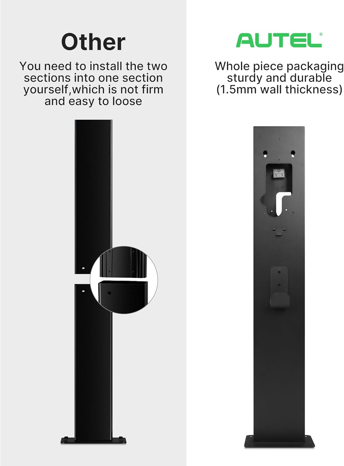 Autel Ev Charger Connector Pedestal, Freestanding Electric Car Charging Stations Stand Accessory, Corrosion Resistance, 430 Stainless Steel, Fits for All Level 2 Chargers(40A,50A,80A)