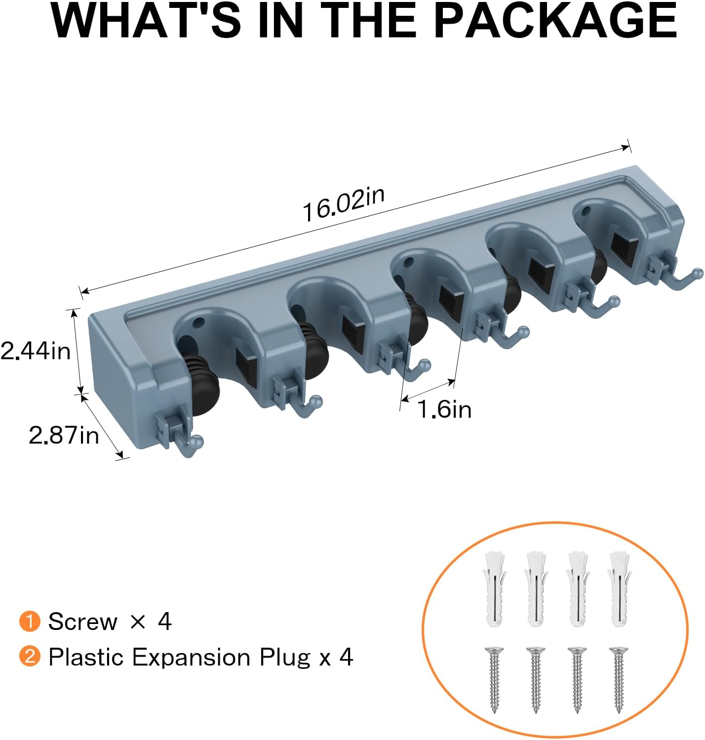 nacena Broom Holder Wall Mount, 2 Packs grey Wall Hanging Garden Tool & Utility Closet Organizer Mop & Broom Hook Wall Mounted Heavy Duty Broom and Mop Organizer Wall Hanging for Bathroom, garage