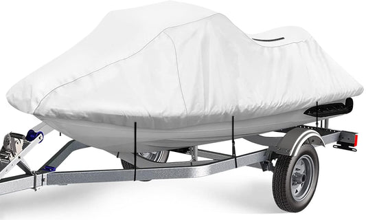 iCOVER Jet Ski Cover- Water Proof Heavy Duty Trailerable Personal Watercraft Covers for Seadoo Kawasaki Yamaha Wave Runner, Fits PWC Models Up to 145in Long