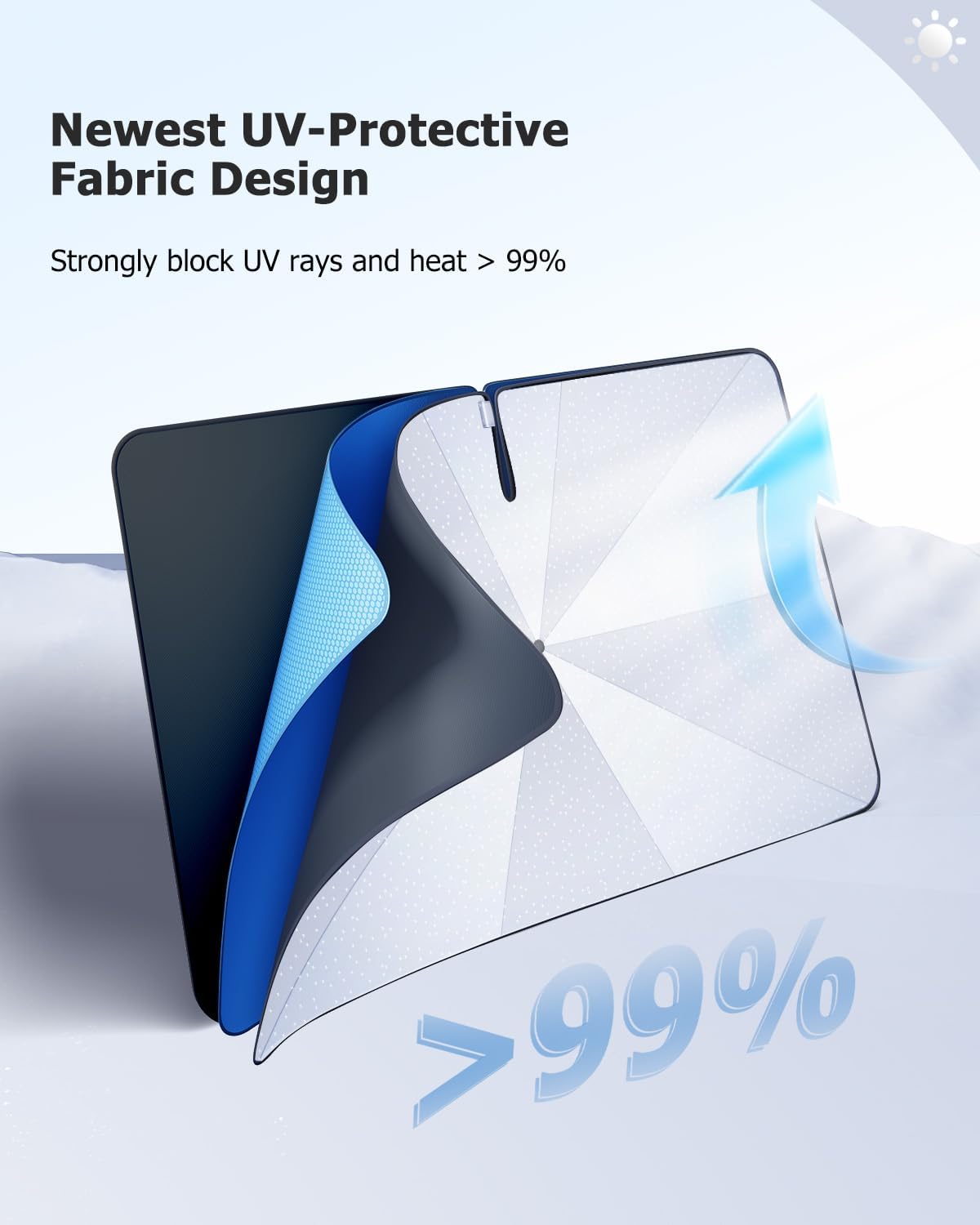 2025 Upgrade Car Windshield Sun Shade Windshield Sunshade Umbrella [Star Fabric] Protect Car from Sun Rays&Heat Damage Keeps Vehicle Cool, Spring Structure Edge Fits Sedans,SUVs,Trucks,Hatchbacks (L2)