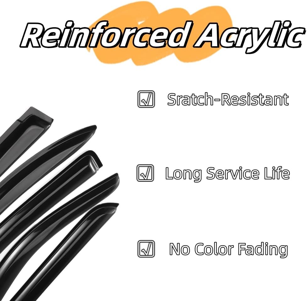 94511 Sunproof Waterproof Side Window Wind Deflector Window Visor fit for 2001-2010 PT Cruiser, 4pcs Protective Replacements Rain Guards Set