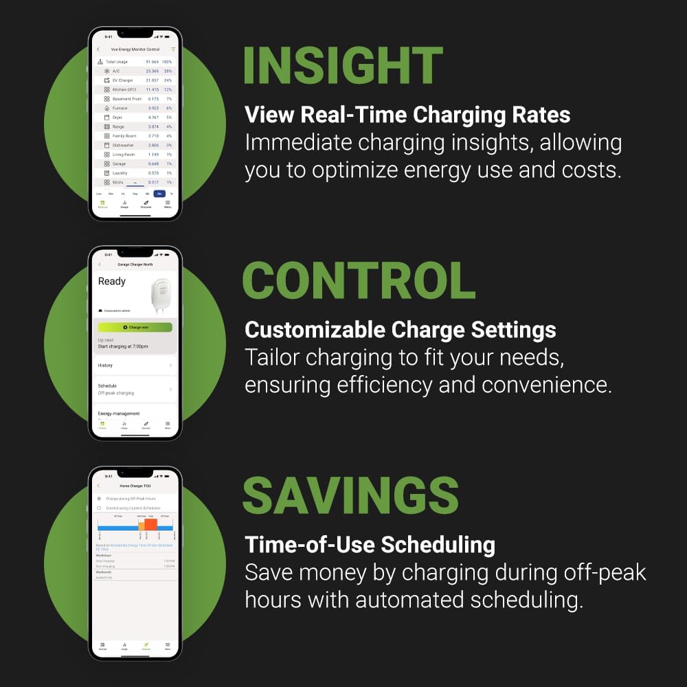 EMPORIA Level 2 EV Charger - NEMA 14-50 EVSE w/ J1772 Connector - 48 amp EV Charger Level 2, 240v WiFi Enabled Electric Vehicle Charging Station, 25ft Cable, White