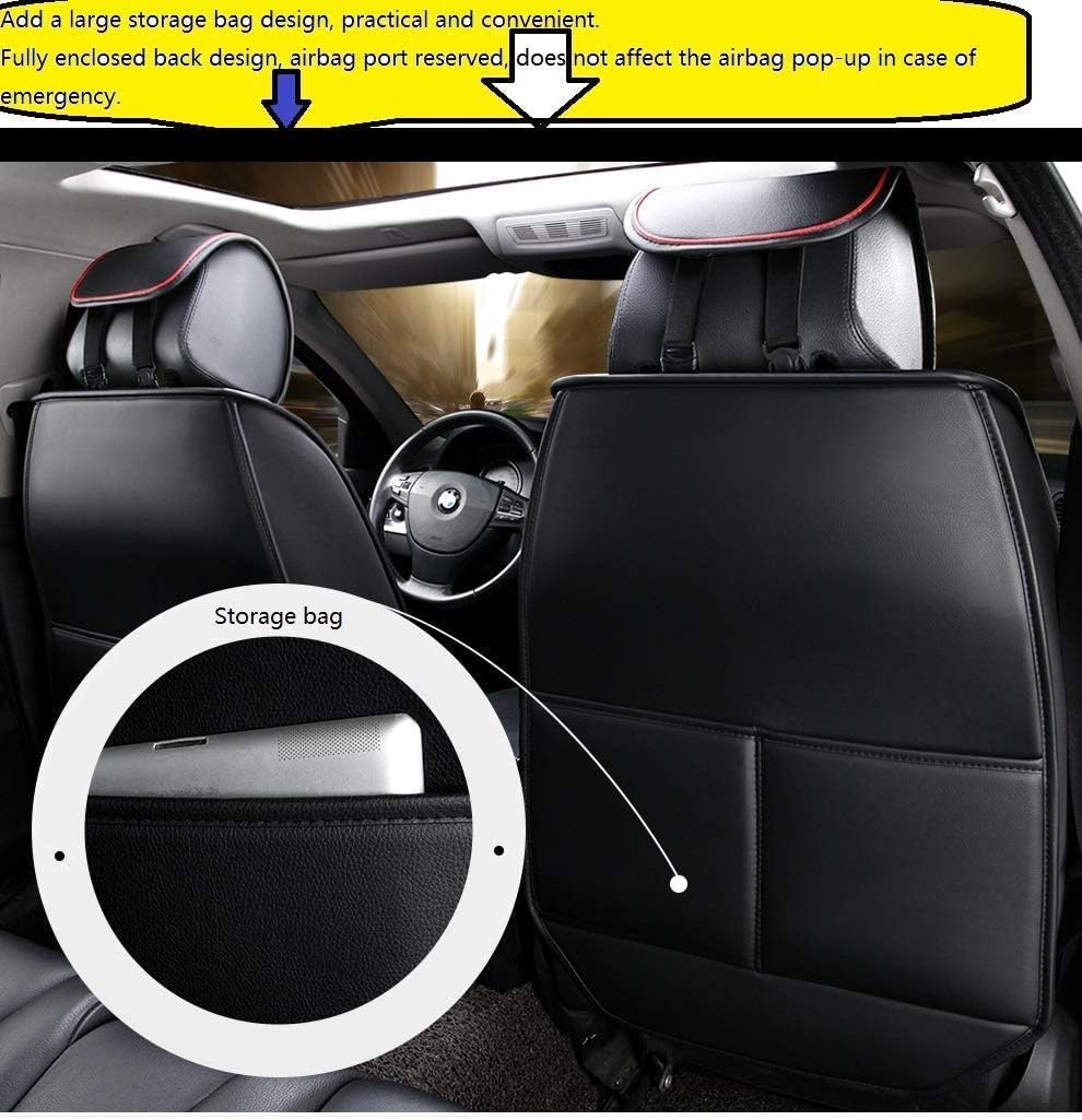 Seat Covers Full Set, Waterproof Leather Seat Covers for Cars, 5 Seats Universal Car Seat Protectors, Black Car Seat Covers Car Seat Cushions Fit for Most Cars (Black-red)