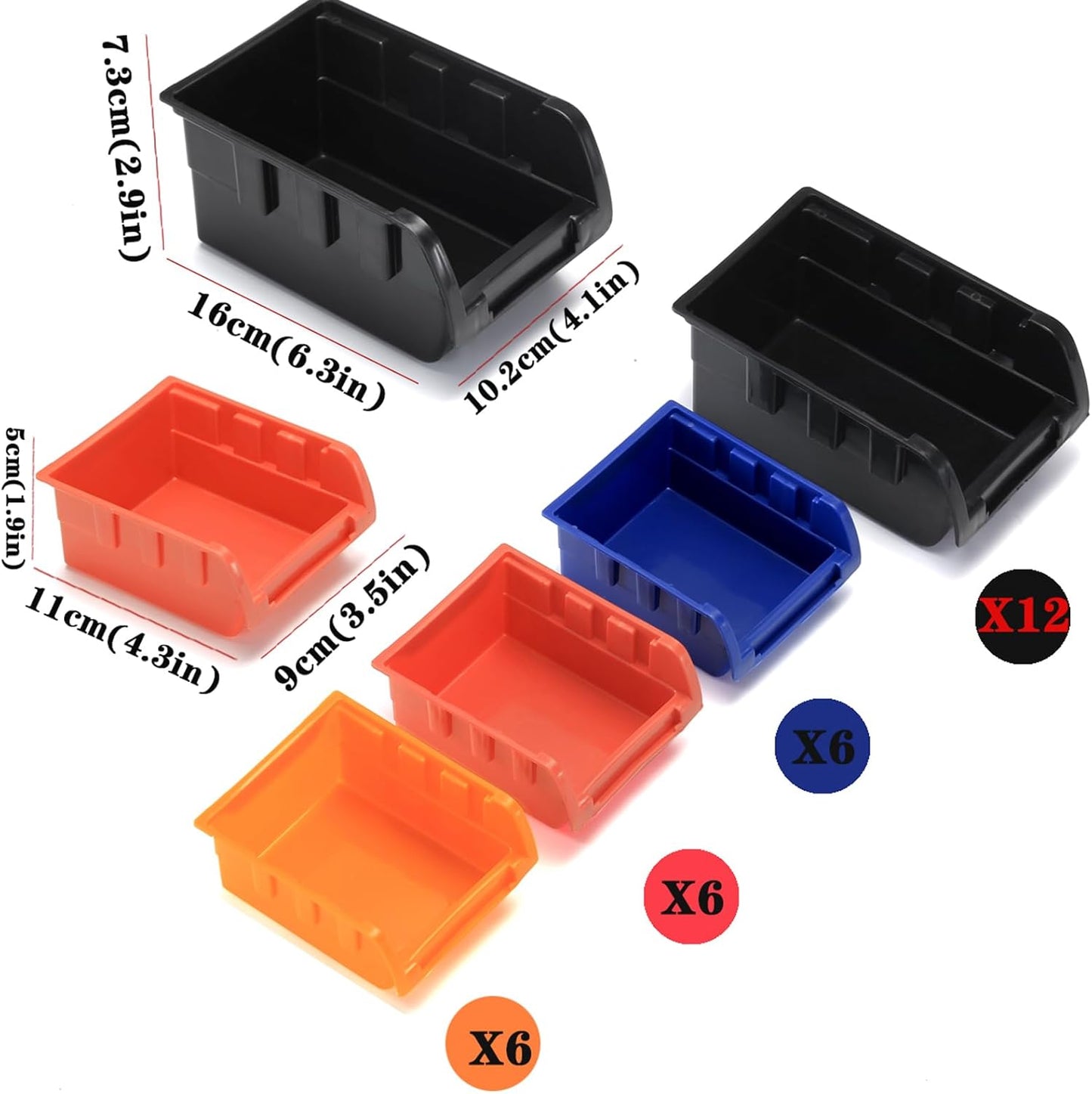 Wall Mounted Storage Bins Parts Rack 4 Colors Bin Organizer Garage Plastic Shop Tool, Garage Organizers and Storage (Style-Classic) 25.2"*16.2"