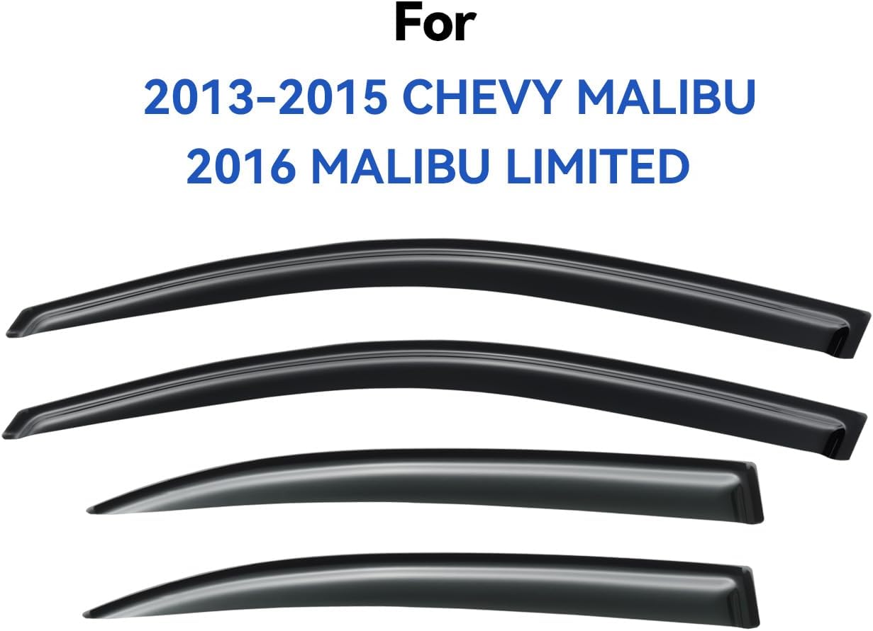 Window Visors Rain Guards for 2013 2014 2015 13 14 15 Chevy Malibu, Out-Channel Window Vent Wind Deflectors Visors Shades for 2016 Malibu Limited