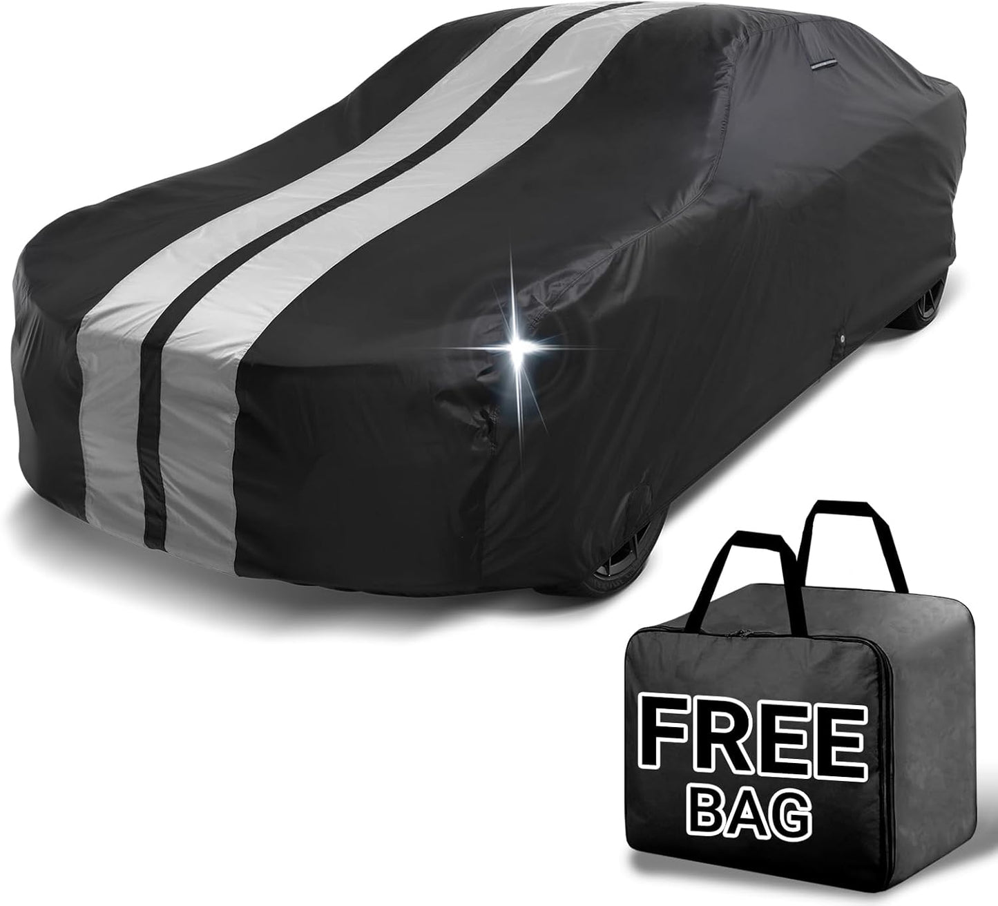 iCarCover Custom Car Cover for Buick Regal (1978-1987) Waterproof All-Weather Rain Snow UV Sun Protector Full Exterior Indoor Outdoor Car Cover (Stripe - Black/Gray)
