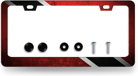 Trinidad and Tobago Flag License Plate Frame Flag License Plate Holder Stainless Steel Funny Colorful Car Accessories Decoration 6.3" X 12.3" with 2 Holes Screws