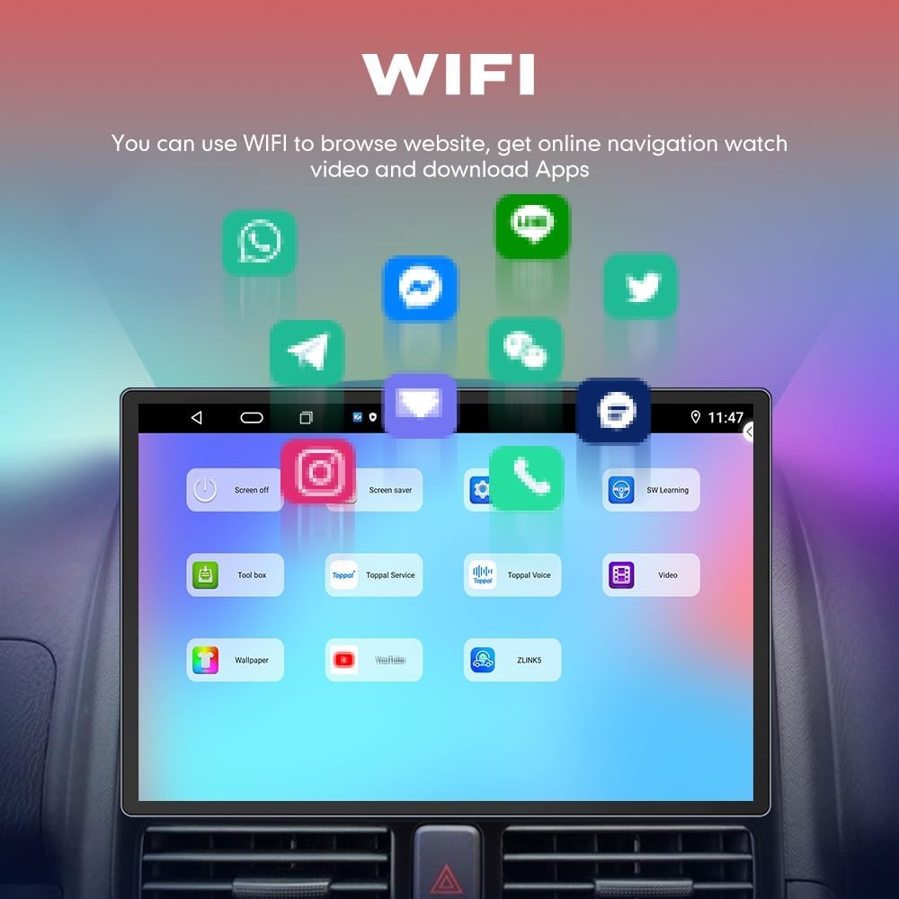 Kunfine Car CarPlay Android Auto Navigation Stereo GPS Radio Camera Display 13.1" QLED Touchscreen Headunit Tablet Media Player for Peugeot 301 2013-2022, if Applicable Octa Core 6G+128G Matte Black