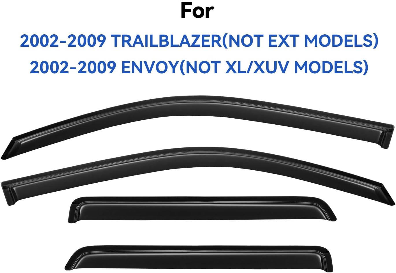 Window Visors Rain Guards for 2002-2009 Chevy Trailblazer, Out-Channel Window Vent Wind Deflectors Visors Shades for 2006-2009 Trailblazer SS