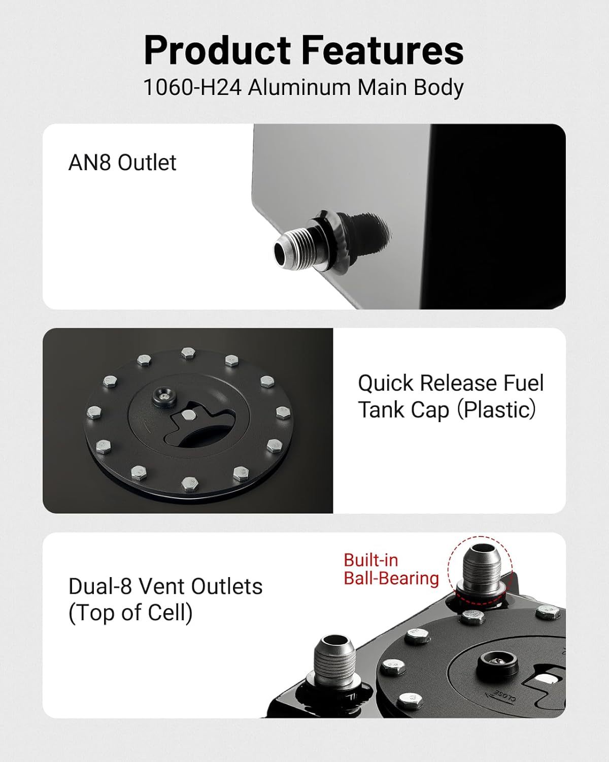 EVIL ENERGY 1 Gallon Fuel Cell Gas Tank Aluminum with Cap Street Drift Black