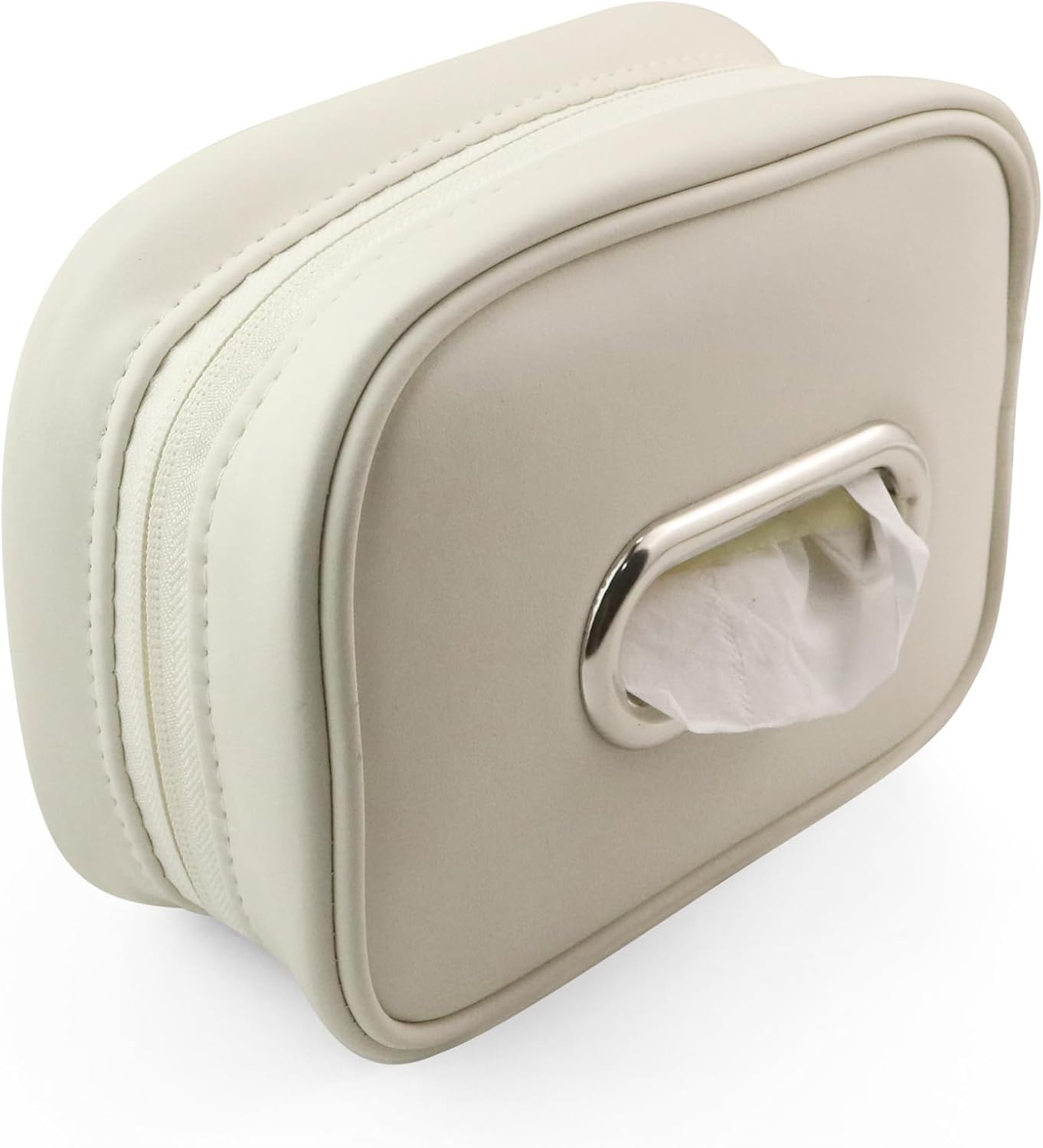 Car Tissue Holder, Tissue Box Cover Keep Car Tidy, Premium PU Leather Backseat Napkin Rectangle Organizer, Extra Large Tissue Box Storage in Car Fits for 6.6 * 4.7 * 2.3 Regular Size Tissues, White