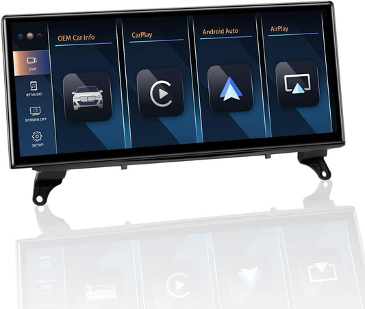 PEMP Linux 12.3" Ultra-Thin Screen E70 E71 CIC Wired and Wireless CarPlay Retrofit Android Auto, 1920 x 720 Display Mirror Link Car Radio Bluetooth Video Player Screen for BMW X5 X6 (2010-2012)