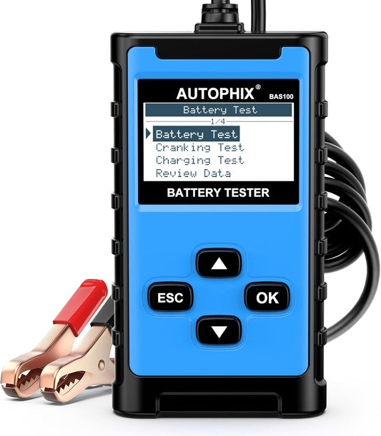 AUTOPHIX BAS100 Car Battery Tester, 12V 24V Load Tester, 100-2000 CCA Digital Automotive Alternator Tester, Auto Battery Analyzer Charging Cranking System Tester for Car Truck Motorcycle Boat and More