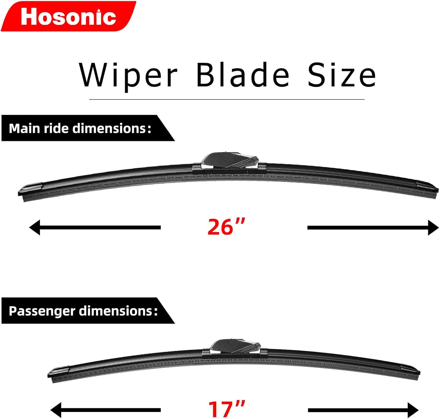 Windshield Wipers, 26"+17" Wiper Blades, Compatible with Subaru Forester 2024-2019, Cadillac SRX 2016-2010, BMW M6 2019-2014 Windshield Wiper Blades, Double Service Life (Set of 4)
