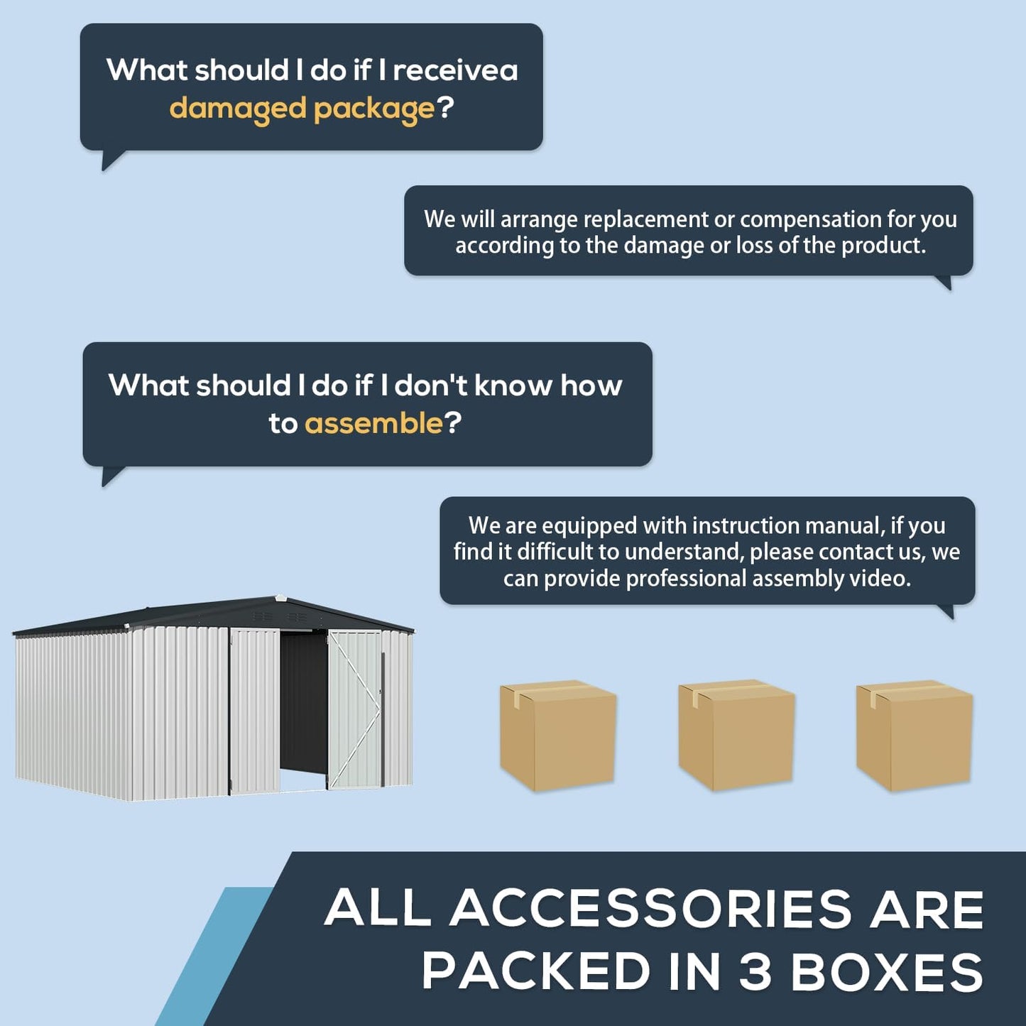 U-MAX Shed 12x10 Metal Outdoor Storage - White