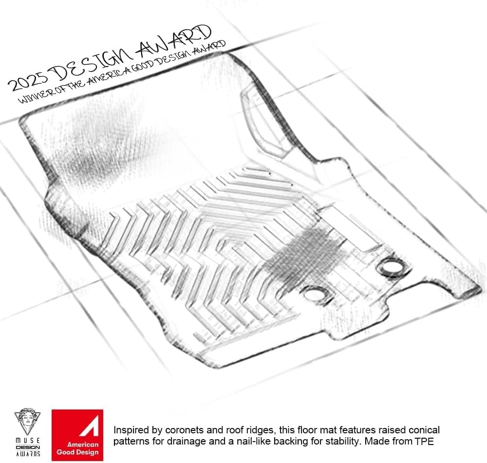 G-Plus Floor Mats 3PCS Compatible with Tesla Model Y 2020-2024(Fit 5-Seat, NOT Fit 7-Seat),TPE All Weather Full Cover Protection 1st & 2nd Row Floor Mats Accessories Black