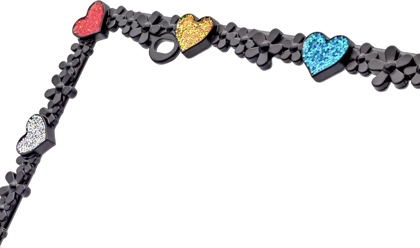 Creathome 3D Shining Daisy Heart License Plate Frame from Pure Zinc Alloy Metal Perfect Plate Holder, Matt Black with Colorful Glitter, Luminously Heart