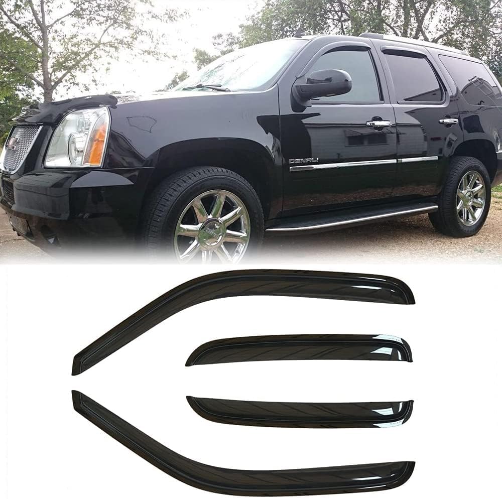 Original Side Rain Guards, 4pcs Out-Channel Tape-On Nice Wind Deflector Set, Window Visors fit for 2007-2014 Chevrolet Tahoe 2007-2014 GMC Yukon (Not Fit Yukon XL Model) 94514