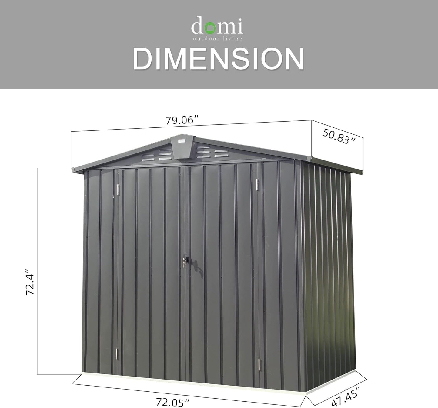 Domi Outdoor Storage Shed 6.5' x 4.2', Metal Waterproof Tool Shed Utility Storage House with Double Lockable Doors & Air Vent for Garden Backyard Patio Lawn