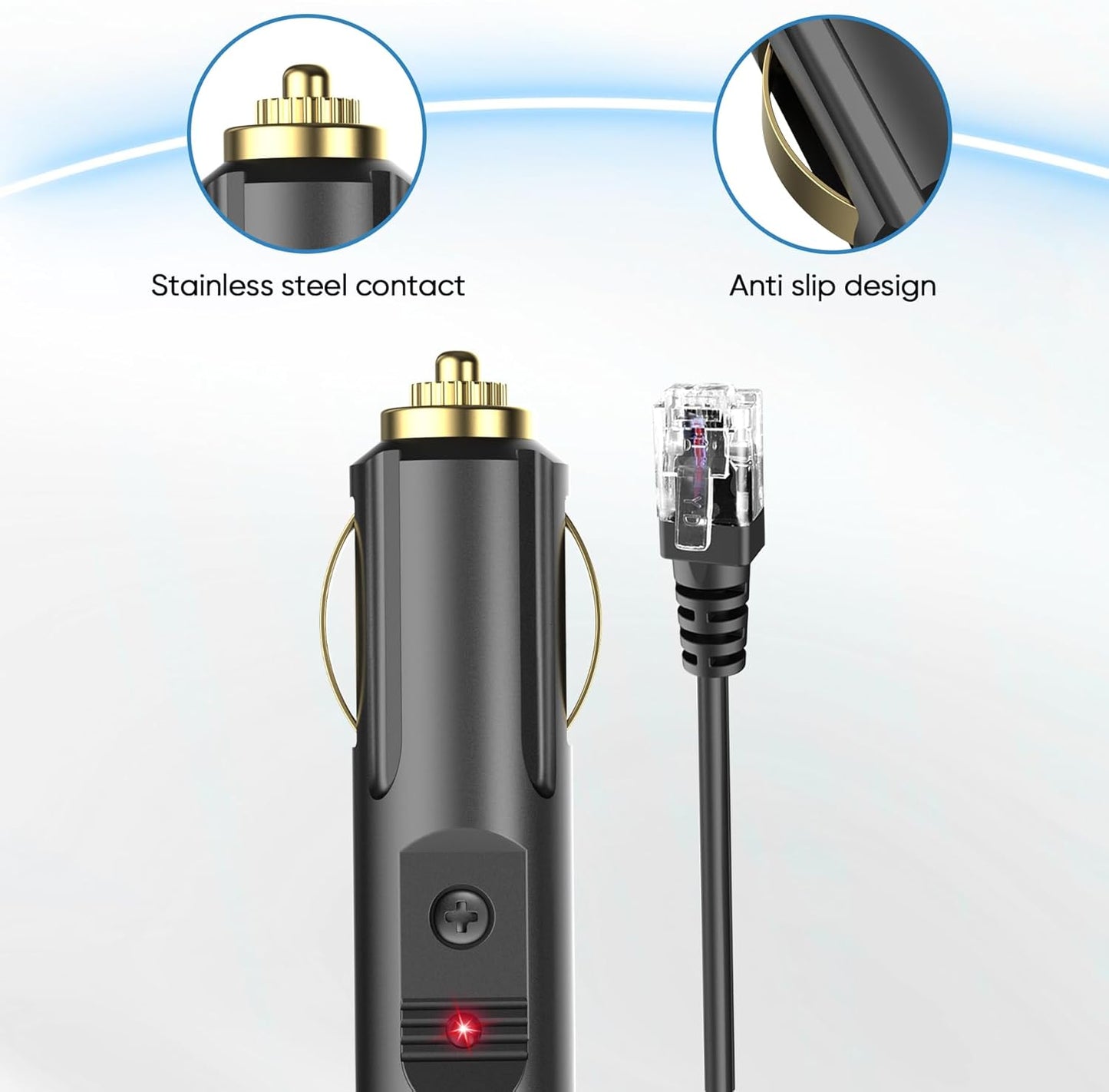 Radar Detector Power Cable Compatible with Escort Max 360 passport 9500ix Valentine One Radenso XP/SP Beltronics Pro RX65 DFR6 DFR7, Replacement Radar Detector Power Cord with RJ11 Ports 6.5ft