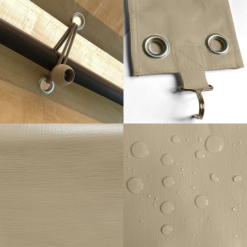 Rutile 12 x 20 FT Carport Replacement Cover, Heavy Duty Car Tarp Canopy Tent Garage Top Shelter Cover with Fabric Leg Pole Skirts and Ball Bungees Beige (Only Top Cover, Frame is not Included)