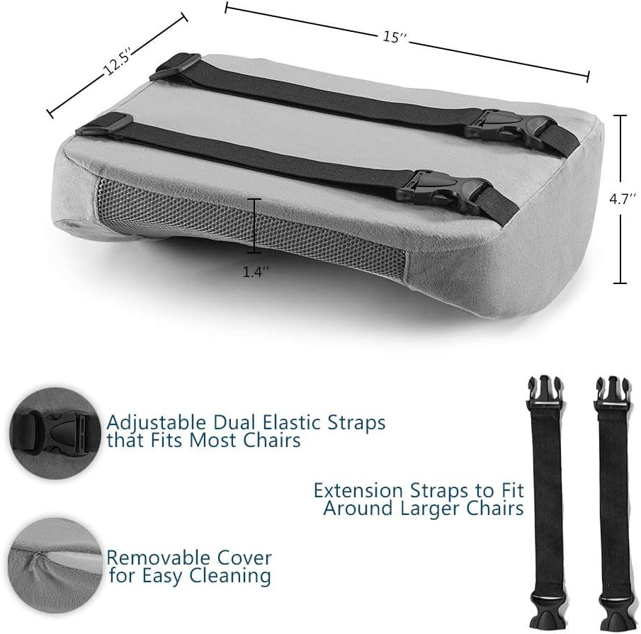 ComfiLife Lumbar Support Back Pillow Office Chair and Car Seat Cushion - Memory Foam with Adjustable Strap and Breathable 3D Mesh (Gray)