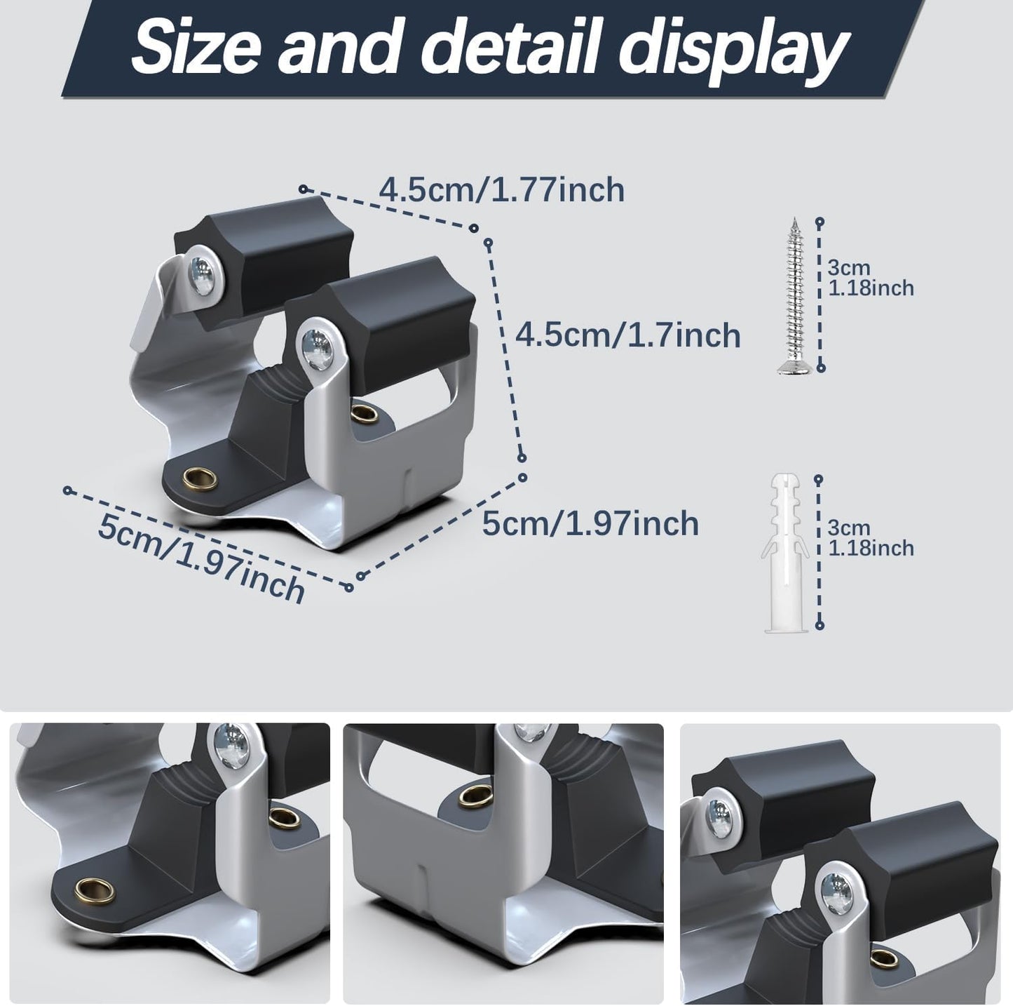 3-H Mop and Broom Holder Wall Mount 25 Pack, Broom Hanger Wall Mount for Garage Garden Shed Storage System Laundry Room Home Kitchen Organization up to 1.45 Inch(black)