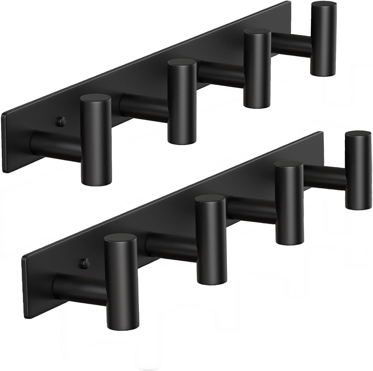 Coat Rack Wall Mounted with 4 Hooks, Wall Hooks for Hanging Towel Coat Hat Bag, Heavy Duty, Metal Hat Rack Coat Hanger Towel Hooks Coat Hooks for Entryway Bathroom Kitchen (Black, 2 Packs)