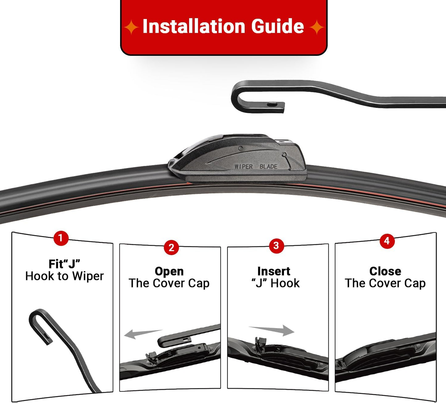 Windshield Wiper Blade Set Replacement for 2018-2022 Jeep Compass Original Equipment Replacement Front Wiper Blades-24"/18"/10" (Set of 3) U/J Hook