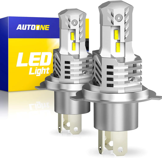 AUTOONE 9003/H4/HB2 Bulbs LED Super Bright, 6000K White H4 Fog Lights Halogen Raplacement, Canbus Ready Direct Fit, Pack of 2