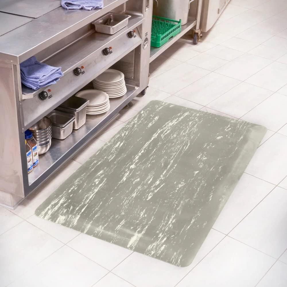 Consolidated Plastics Anti-Fatigue Marble Floor Mat, Commercial Grade Standing Support for Leg & Back Pain, Thick Heavy-Duty Rubber Made in USA (Gray, 3' x 5')
