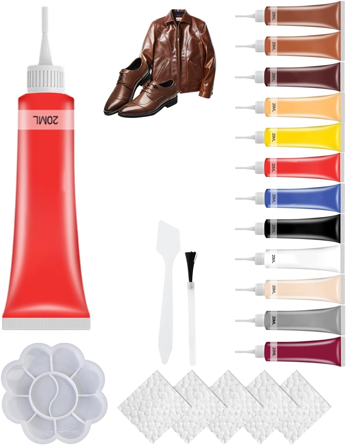 Advanced Leather Repair Gel, 2025 New Leather Repair Coloured Cream Gel, Upgrade Professional Leather Repair Kit for Car Seat Vinyl Repair Kit, Multifunctional Couch and Jacket Repair Kit (Red)